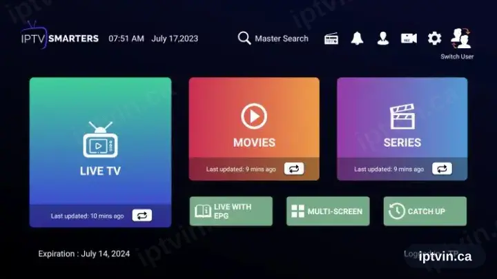 IPTV Smarters Pro with the channel list loaded